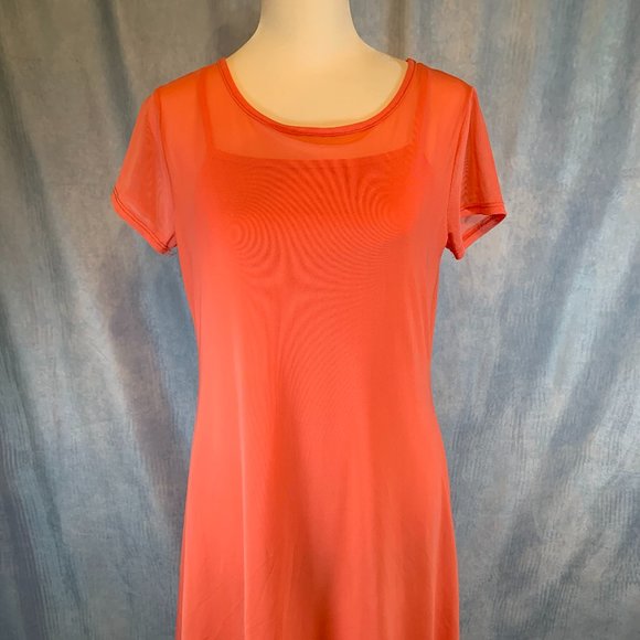 SHEER PINK KNEE LENGTH LINED DRESS SIZE SMALL - Picture 1 of 7
